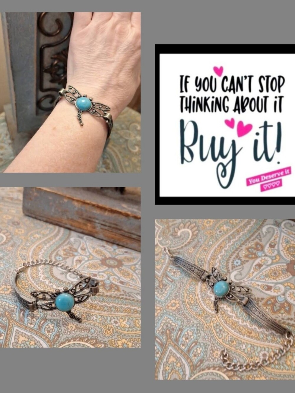 Antique-Inspired Silver Bracelet with Turquoise Stone - Women's Bracelet.